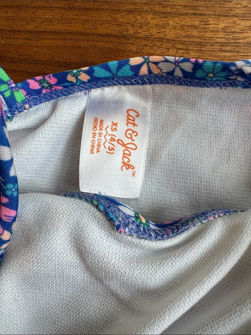 Cat & Jack Blue Floral One-Piece Swimsuit with Pink & Peach Accents